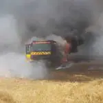 Großbrand greift auf Feuerwehrfahrzeug über