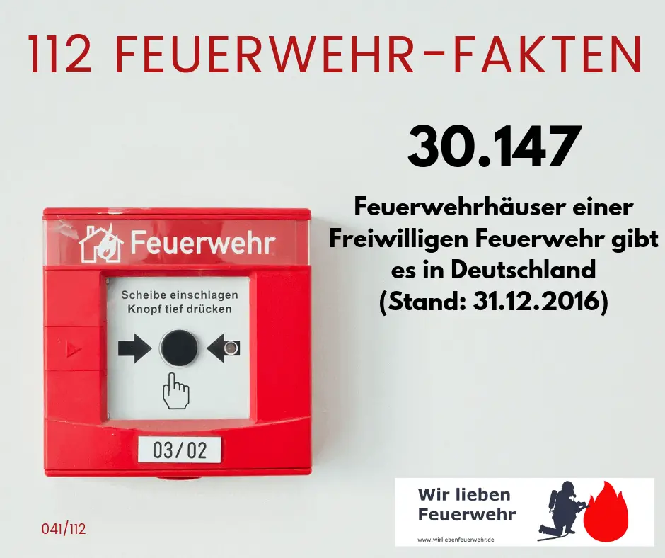 30.147 Feuerwehrhäuser einer Freiwilligen Feuerwehr gibt es in Deutschland.