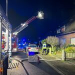 FW Moers: Ausgedehnter Kellerbrand / Familienvater und 2 Kinder über Drehleiter gerettet