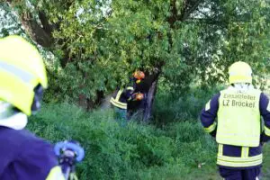 FW Flotwedel: Ortsfeuerwehr Bröckel löscht brennenden Baum