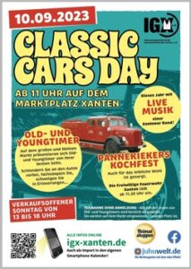 FW Xanten: Pannekiekers Kochfest – Feuerwehr Xanten beteiligt sich am Classic Cars Day auf dem Xantener Marktplatz