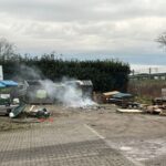 FW Xanten: Brand von Unrat im Birtener Gewerbegebiet